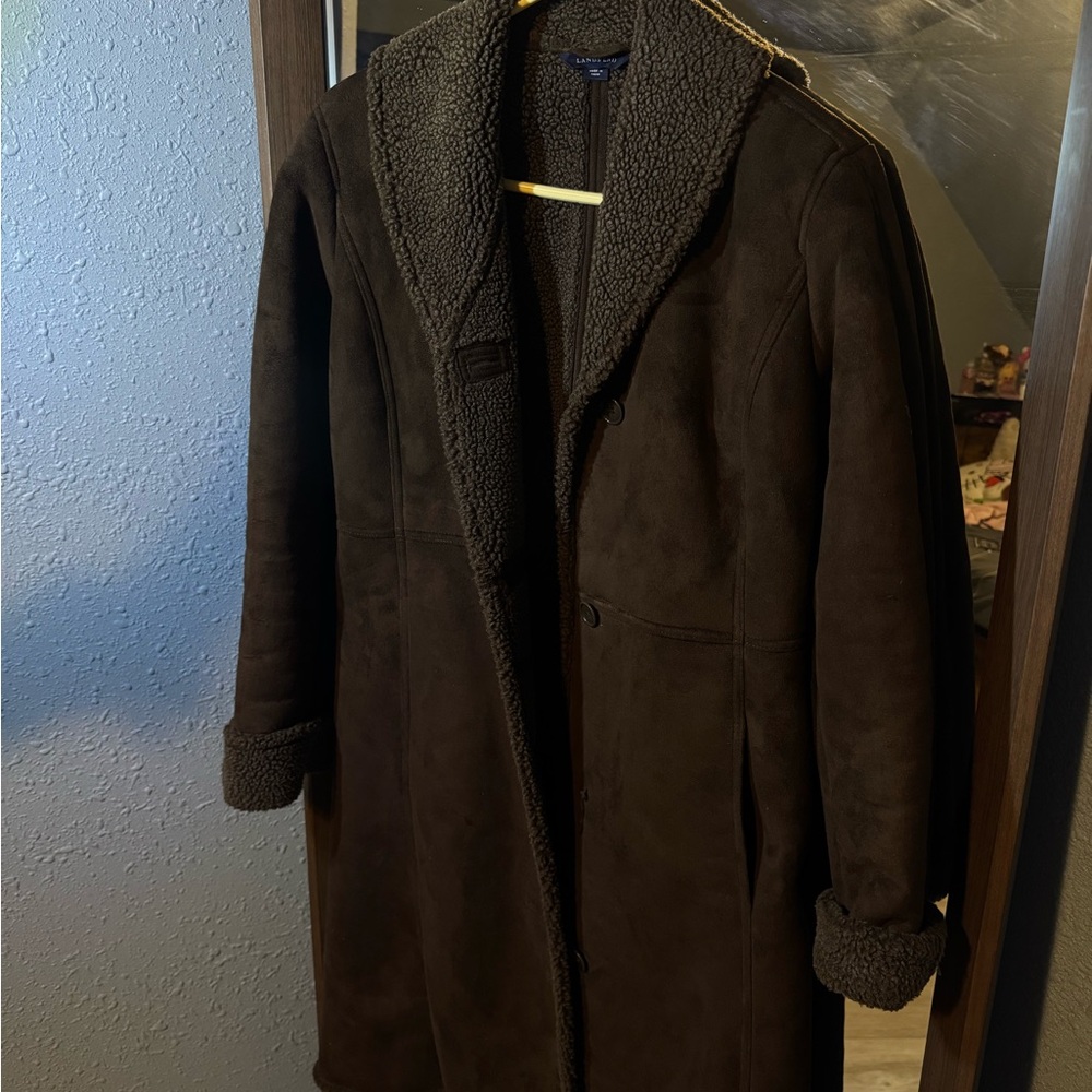 Lands' End Brown Teddy Jacket Cozy Outerwear